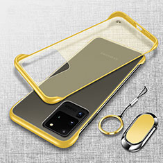 Carcasa Dura Cristal Plastico Funda Rigida Transparente JS1 para Samsung Galaxy S20 Ultra Amarillo