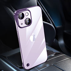 Carcasa Dura Cristal Plastico Funda Rigida Transparente QC1 para Apple iPhone 13 Morado