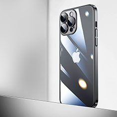 Carcasa Dura Cristal Plastico Funda Rigida Transparente QC2 para Apple iPhone 13 Pro Negro