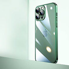 Carcasa Dura Cristal Plastico Funda Rigida Transparente QC2 para Apple iPhone 13 Pro Verde