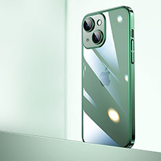 Carcasa Dura Cristal Plastico Funda Rigida Transparente QC2 para Apple iPhone 13 Verde
