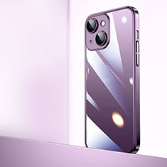 Carcasa Dura Cristal Plastico Funda Rigida Transparente QC2 para Apple iPhone 15 Plus Morado