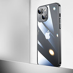 Carcasa Dura Cristal Plastico Funda Rigida Transparente QC2 para Apple iPhone 15 Plus Negro