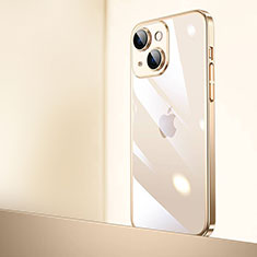 Carcasa Dura Cristal Plastico Funda Rigida Transparente QC2 para Apple iPhone 15 Plus Oro