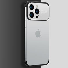Carcasa Dura Cristal Plastico Funda Rigida Transparente QC3 para Apple iPhone 13 Pro Max Plata