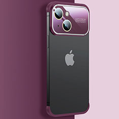 Carcasa Dura Cristal Plastico Funda Rigida Transparente QC4 para Apple iPhone 14 Plus Rojo Rosa