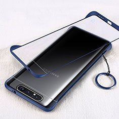 Carcasa Dura Cristal Plastico Funda Rigida Transparente S01 para Samsung Galaxy A80 Azul