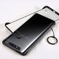 Carcasa Dura Cristal Plastico Funda Rigida Transparente S01 para Samsung Galaxy A90 4G Negro