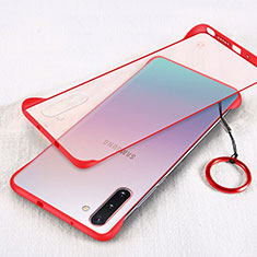 Carcasa Dura Cristal Plastico Funda Rigida Transparente S01 para Samsung Galaxy Note 10 Rojo