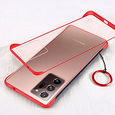 Carcasa Dura Cristal Plastico Funda Rigida Transparente S01 para Samsung Galaxy Note 20 Ultra 5G Rojo