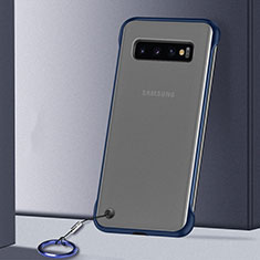 Carcasa Dura Cristal Plastico Funda Rigida Transparente S01 para Samsung Galaxy S10 Plus Azul