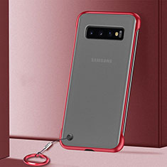 Carcasa Dura Cristal Plastico Funda Rigida Transparente S01 para Samsung Galaxy S10 Rojo