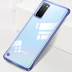 Carcasa Dura Cristal Plastico Funda Rigida Transparente S01 para Samsung Galaxy S20 Azul