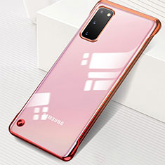 Carcasa Dura Cristal Plastico Funda Rigida Transparente S01 para Samsung Galaxy S20 Rojo