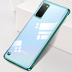 Carcasa Dura Cristal Plastico Funda Rigida Transparente S01 para Samsung Galaxy S20 Verde