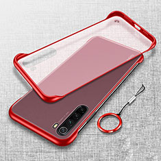 Carcasa Dura Cristal Plastico Funda Rigida Transparente S01 para Xiaomi Redmi Note 8 (2021) Rojo