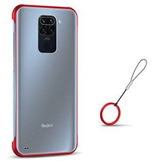 Carcasa Dura Cristal Plastico Funda Rigida Transparente S01 para Xiaomi Redmi Note 9 Rojo