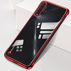 Carcasa Dura Cristal Plastico Funda Rigida Transparente S02 para Huawei Nova 5 Rojo
