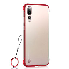 Carcasa Dura Cristal Plastico Funda Rigida Transparente S02 para Huawei P20 Pro Rojo