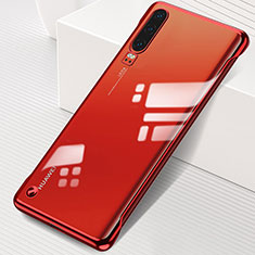 Carcasa Dura Cristal Plastico Funda Rigida Transparente S02 para Huawei P30 Rojo