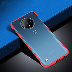 Carcasa Dura Cristal Plastico Funda Rigida Transparente S02 para OnePlus 7T Rojo