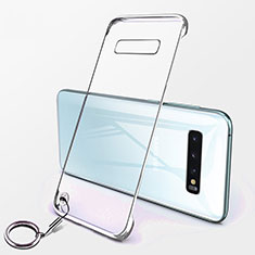 Carcasa Dura Cristal Plastico Funda Rigida Transparente S02 para Samsung Galaxy S10 Plus Plata