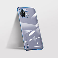 Carcasa Dura Cristal Plastico Funda Rigida Transparente S02 para Xiaomi Mi 11 5G Azul
