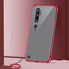 Carcasa Dura Cristal Plastico Funda Rigida Transparente S02 para Xiaomi Mi Note 10 Pro Rojo