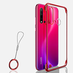 Carcasa Dura Cristal Plastico Funda Rigida Transparente S03 para Huawei Nova 5i Rojo
