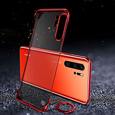 Carcasa Dura Cristal Plastico Funda Rigida Transparente S03 para Huawei P30 Pro Rojo