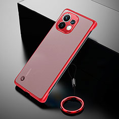 Carcasa Dura Cristal Plastico Funda Rigida Transparente S03 para Xiaomi Mi 11 Lite 5G Rojo