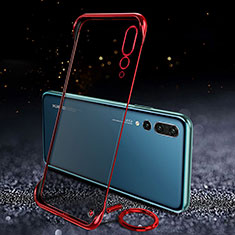 Carcasa Dura Cristal Plastico Funda Rigida Transparente S04 para Huawei P20 Pro Rojo
