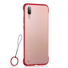 Carcasa Dura Cristal Plastico Funda Rigida Transparente S04 para Huawei P20 Rojo