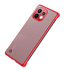 Carcasa Dura Cristal Plastico Funda Rigida Transparente S04 para Xiaomi Mi 11 Lite 5G Rojo