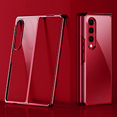 Carcasa Dura Cristal Plastico Funda Rigida Transparente Z01 para Samsung Galaxy Z Fold3 5G Rojo