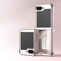 Carcasa Dura Cristal Plastico Rigida Transparente AN1 para Samsung Galaxy Z Flip5 5G Oro Rosa