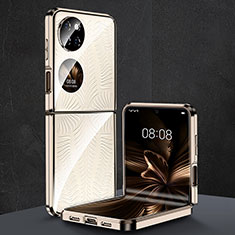 Carcasa Dura Cristal Plastico Rigida Transparente para Huawei P50 Pocket Oro