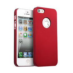 Carcasa Dura Plastico Rigida Mate con Agujero para Apple iPhone 5 Rojo