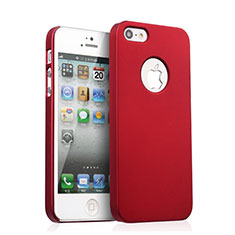 Carcasa Dura Plastico Rigida Mate con Agujero para Apple iPhone 5S Rojo