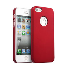 Carcasa Dura Plastico Rigida Mate con Agujero para Apple iPhone SE Rojo