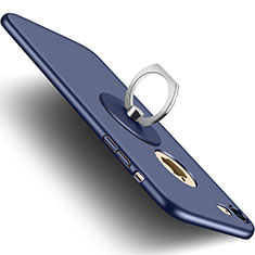 Carcasa Dura Plastico Rigida Mate con Agujero y Anillo de dedo Soporte para Apple iPhone SE (2020) Azul