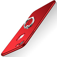 Carcasa Dura Plastico Rigida Mate con Anillo de dedo Soporte A02 para Apple iPhone SE (2020) Rojo