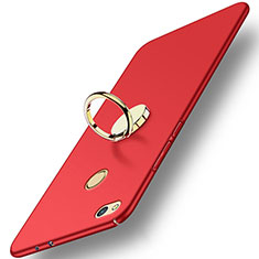 Carcasa Dura Plastico Rigida Mate con Anillo de dedo Soporte A02 para Huawei GR3 (2017) Rojo