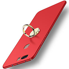 Carcasa Dura Plastico Rigida Mate con Anillo de dedo Soporte A02 para Huawei Honor V8 Rojo