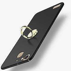 Carcasa Dura Plastico Rigida Mate con Anillo de dedo Soporte A02 para Huawei P8 Lite Smart Negro