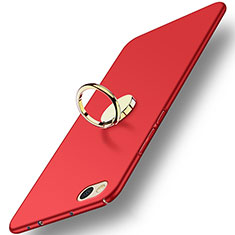 Carcasa Dura Plastico Rigida Mate con Anillo de dedo Soporte A02 para Xiaomi Mi 5C Rojo