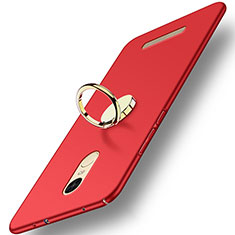 Carcasa Dura Plastico Rigida Mate con Anillo de dedo Soporte A02 para Xiaomi Redmi Note 3 MediaTek Rojo