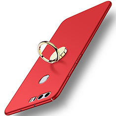 Carcasa Dura Plastico Rigida Mate con Anillo de dedo Soporte A03 para Huawei Honor 8 Rojo