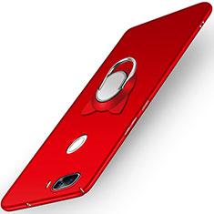 Carcasa Dura Plastico Rigida Mate con Anillo de dedo Soporte A04 para Huawei Nova 2 Plus Rojo