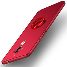Carcasa Dura Plastico Rigida Mate con Anillo de dedo Soporte A05 para Huawei Mate 9 Rojo